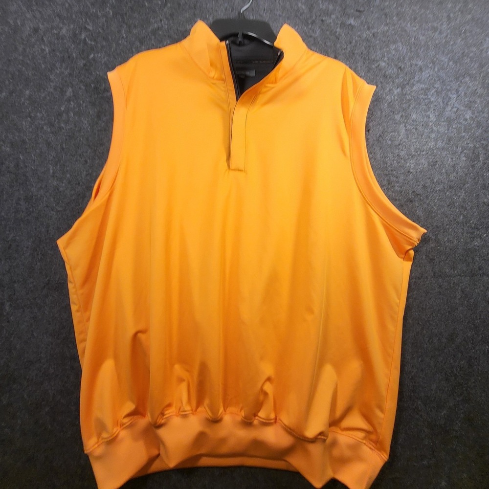Turtleson Mens XL Orange Quarter Zip Performance Golf Vest Pullover Stretch